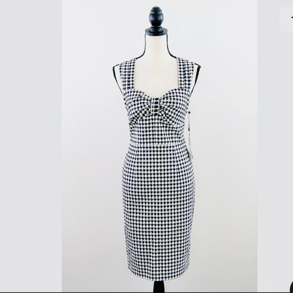 ❌SOLD❌Adrianna Papell Gingham Jacquard Sheath Dress 6